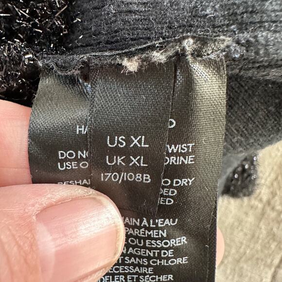 anthropologie maeve pamela black shimmer eyelash knit sweater xl tinsel pullover - Picture 7 of 8